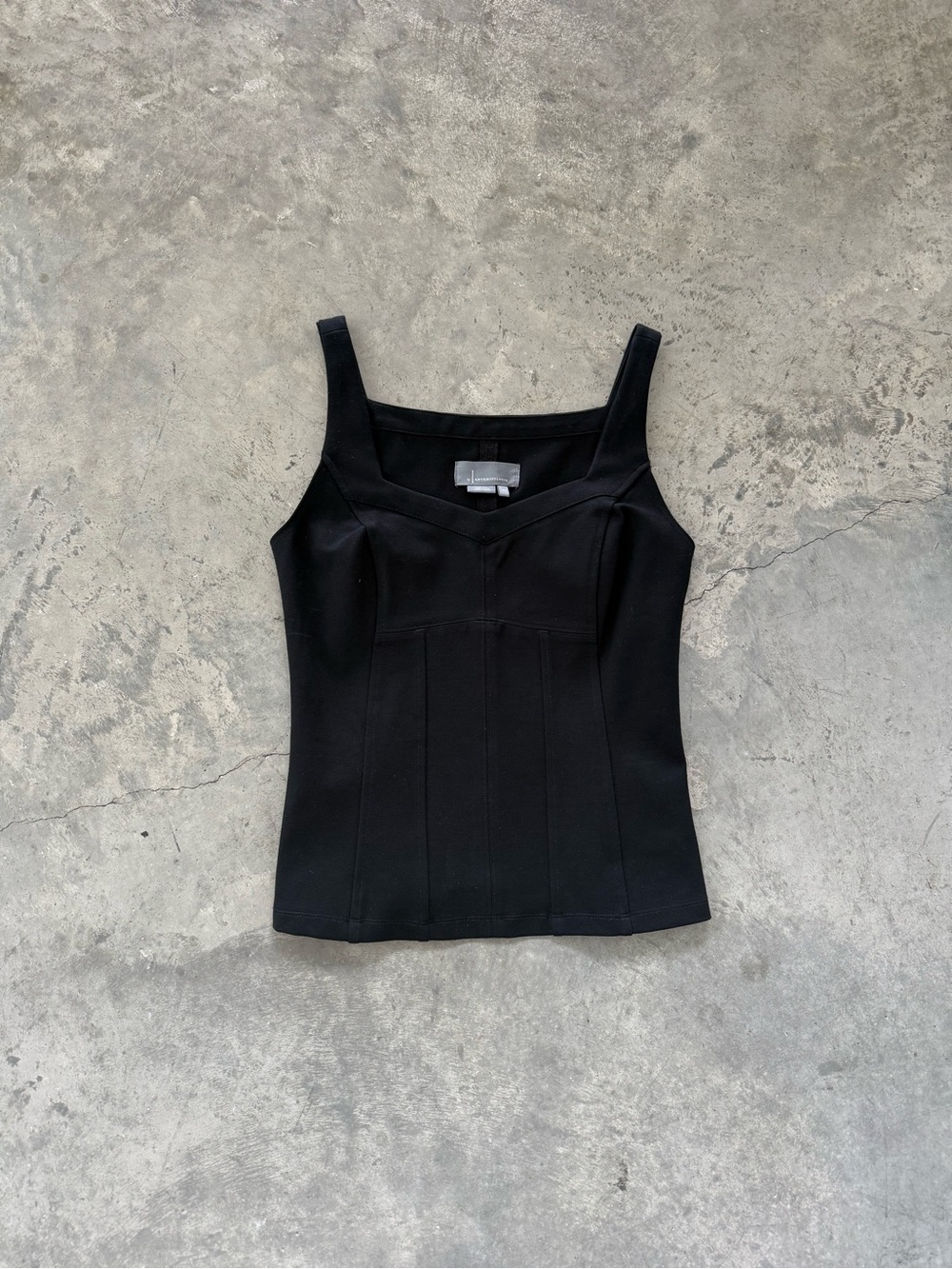 Anthropologie Black Square-Neck Fitted Tank